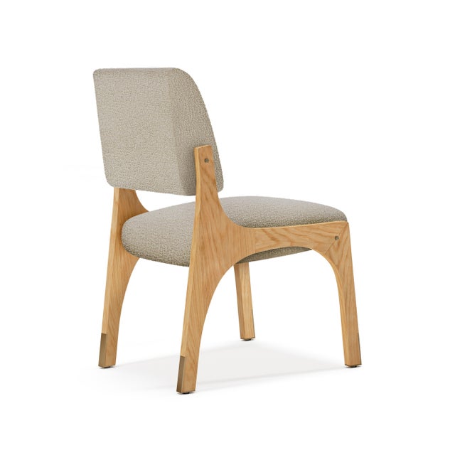 Arches II Dining Chairs in Oak and Bouclé by Insidherland, Set of 4 For Sale - Image 4 of 5