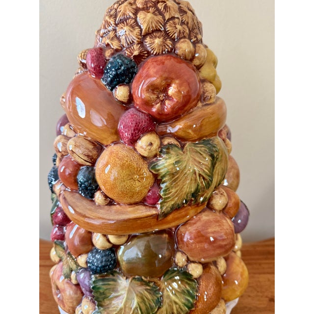 Frederick Cooper Large Mid 20th Century Italian Porcelain Fruit Topiary Table Lamp For Sale - Image 4 of 12