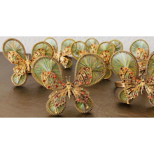 Artfully Chic Late 20th-Century Butterfly-Shaped Napkin Rings - Set of 8 For Sale - Image 14 of 18