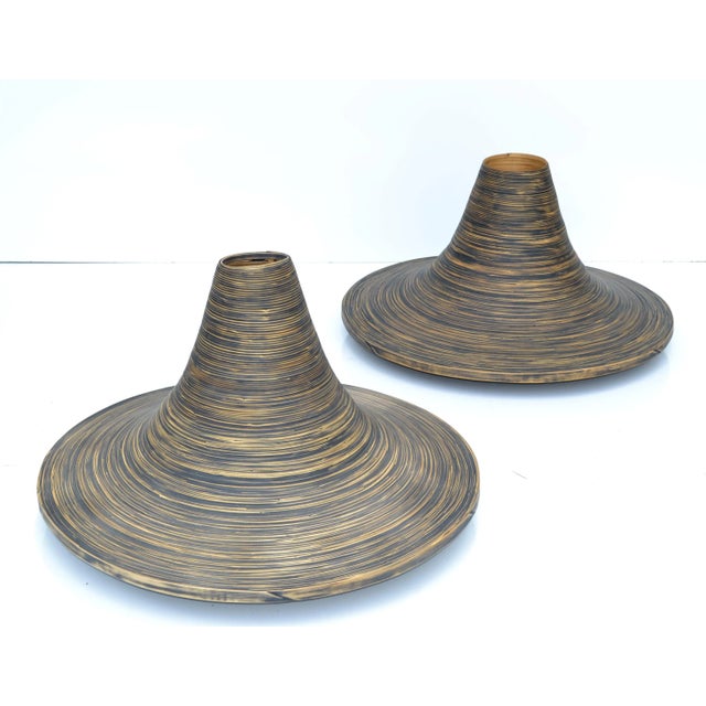 Dark Brown French Vintage Indoor Decorative Planter Swirled Cane Vase - a Pair For Sale - Image 13 of 13