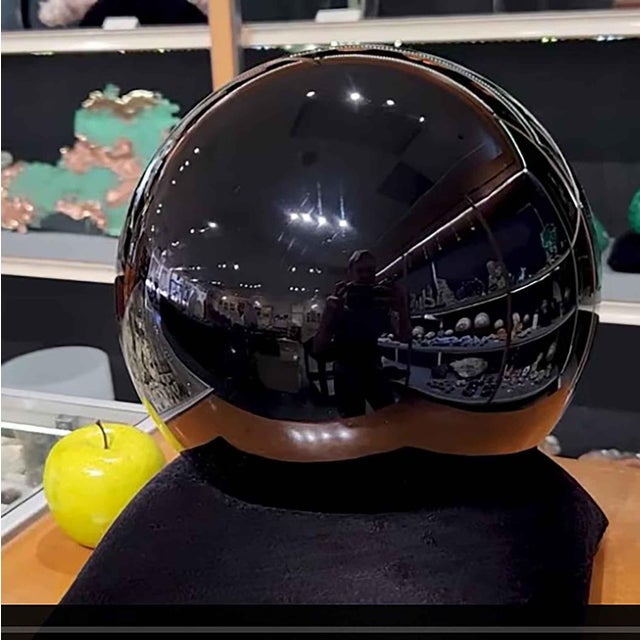 Traditional Black Obsidian Sphere, 41.3 Pounds, 9.4 Inches (Mexico #G0512) For Sale - Image 3 of 3