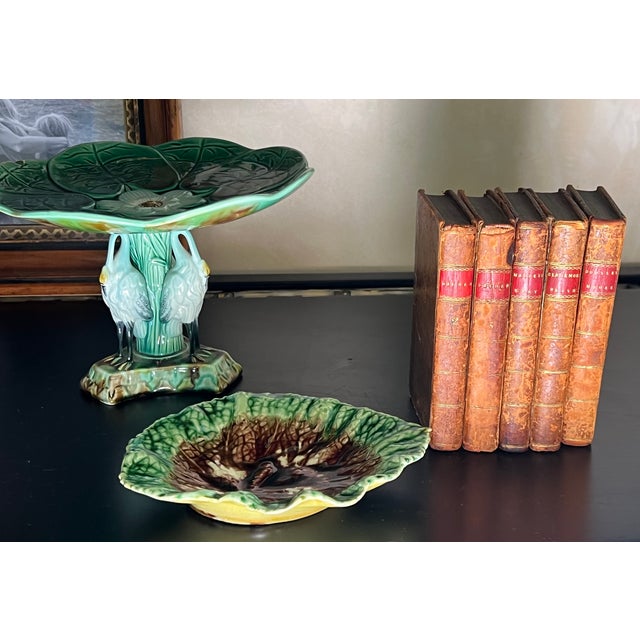 Ceramic Late 19th Century English Begonia Leaf Dishes-Set of 2 For Sale - Image 7 of 8
