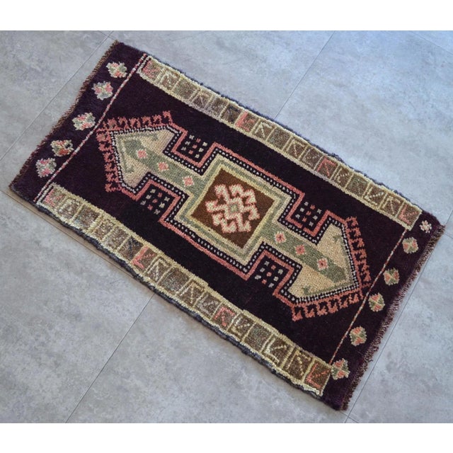Mid-Century Modern Hand Knotted Door Mat, Entryway Rug, Bath Mat, Kitchen Decor, Rug, Turkish Rug - 1'9" X 3' For Sale - Image 3 of 6