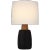 Barbara Barry for Visual Comfort Signature Aida Large Table Lamp in Porous Black & Natural Oak with Linen Shade For Sale