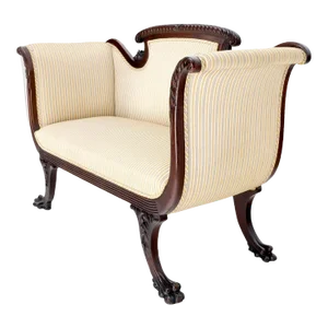 Finely Carved Mahogany Settee Loveseat Empire Claw Feet Tall Back CLEAN