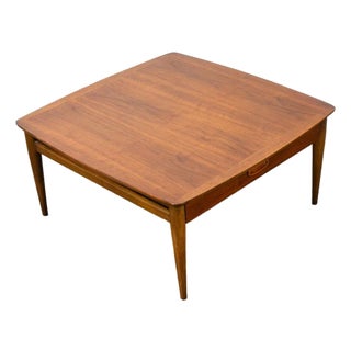 Mid Century Modern EndTable Lane Side Walnut Vintage Square MCM Drawer Large For Sale