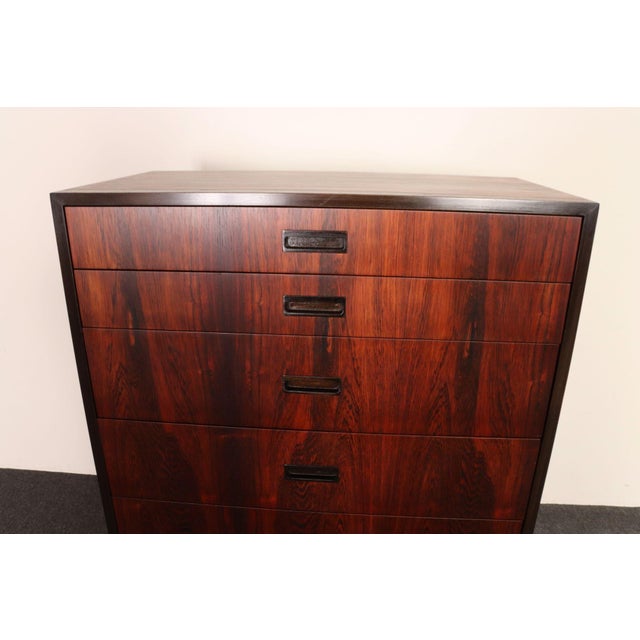 Vintage Six-Drawer Rosewood and Mahogany Highboy Chest Dresser by Harvey Probber For Sale - Image 9 of 18
