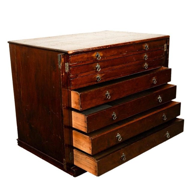 Traditional Antique Georgian Drawing Print Architect's Plan File 7 Drawer Chest Cabinet 1820 For Sale - Image 3 of 12