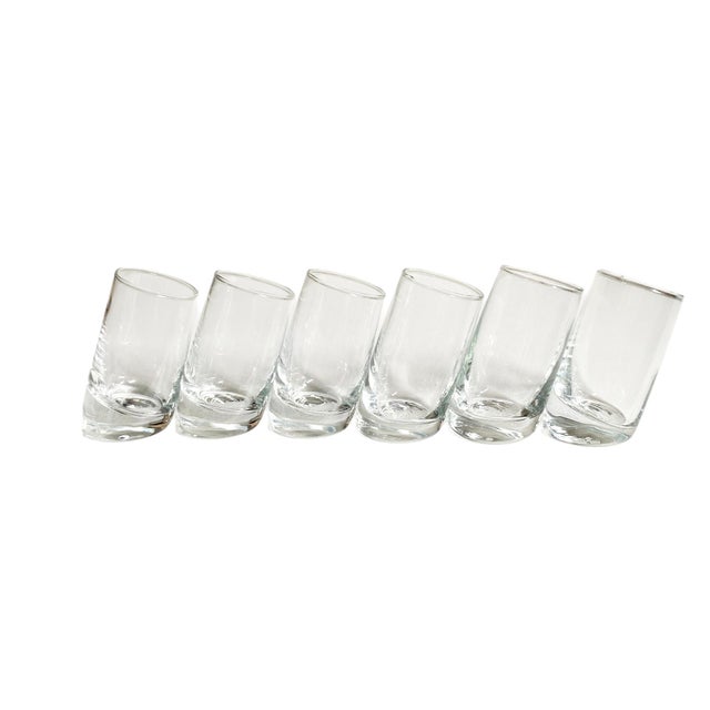 Mid-Century Modern 1960s Styles Mid-Century Modern Slanted Clear Shot Glasses For Sale - Image 3 of 4