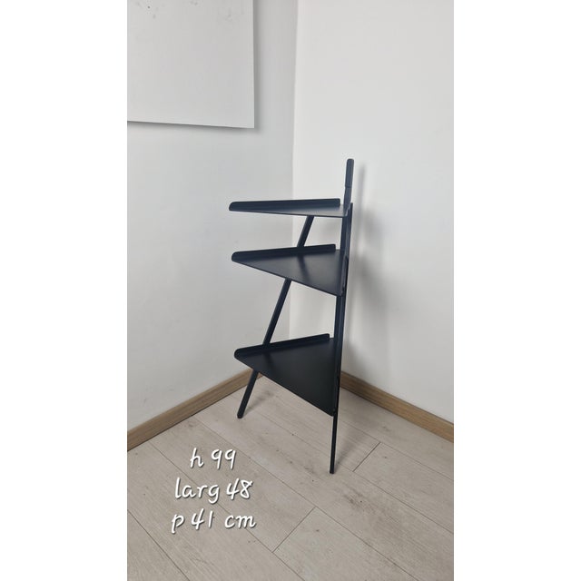 1980s 1980s Design Corner Unit, Trio Model, Black Lacquered Wood, by Achille Castiglioni for Interflex For Sale - Image 5 of 11