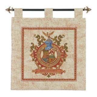 Armorial I Loom Woven Chenille Tapestry With Loops - 74 X 68 Cm (2'5" X 2'3") - Requires Rod Size 2 For Sale