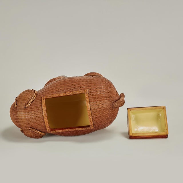 Vintage Chinese Wicker Elephant Box From the Shanghai Collection For Sale - Image 12 of 14