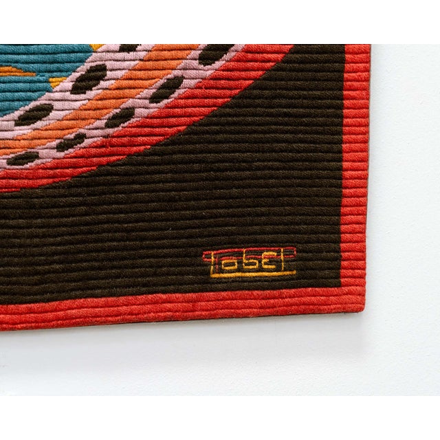 P.Lobel, Canvas Rooster, 1950s, Textile and Wool, in Very Good conditions. Designed 1950 to 1959 This piece has an...