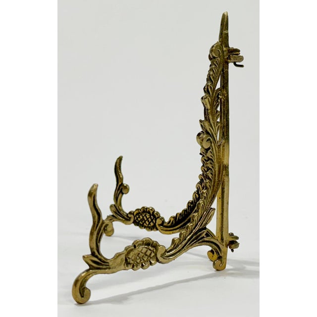Mid 20th Century Vintage Brass Scrolled Floral Motif Collapsible Table Easel For Sale - Image 5 of 7