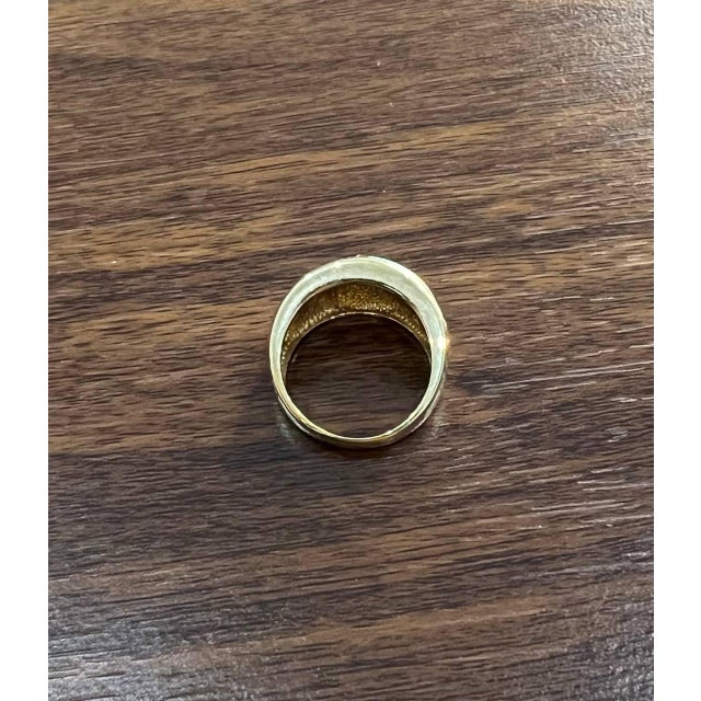 Metal Blue Teal Turquoise & Black Onyx Diamonds 14k Yellow Gold Statement Dome Ring, Size 7 For Sale - Image 7 of 10