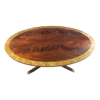 Final Clearance Red Flame Figured Fruitwood Banded Exceptional Grade A+ Veneer Table of 20th C. For Sale