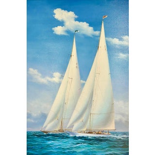 Racing Sailboats Maritime Nautical Seascape Painting by Matt Thomas, 2025 For Sale