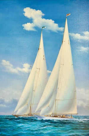Racing Sailboats Maritime Nautical Seascape Painting by Matt Thomas, 2025