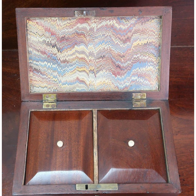 Maroon Antique Georgian Tea Caddy with Crossbanding, England, 1800s For Sale - Image 8 of 10