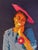 The artwork portrays a figure adorned with a vibrant pink hat and a bold floral embellishment, exuding warmth and joy. The...