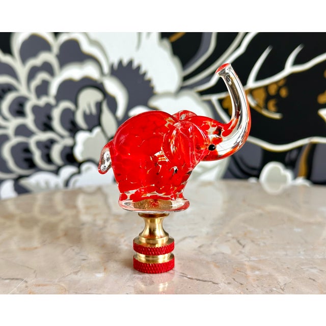 Metal Glass Elephant Lamp Finial For Sale - Image 7 of 10