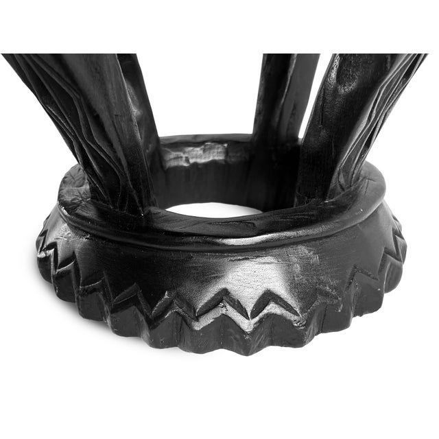 Vintage Oka Yoruba Black Wood Stool For Sale In Los Angeles - Image 6 of 8