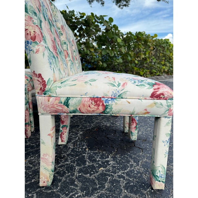Set of 6 Vintage Floral Upholstered Parsons Chairs For Sale - Image 11 of 12
