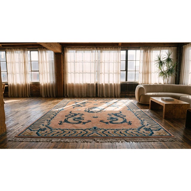 Early 20th Century W. Chinese Ningxia Dragon Carpet ( 7'2" x 9' - 218 x 274 ) For Sale In New York - Image 6 of 7