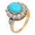 19th Century Victorian Turquoise Rose Cut Diamond 14k Rose Gold Cluster Ring, Size 8.5 For Sale