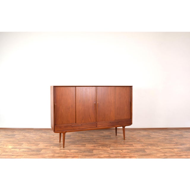 Gunni Omann Mid-Century Danish Teak Model 13 Highboard by Gunni Omann for Omann Jun, 1960s For Sale - Image 4 of 18