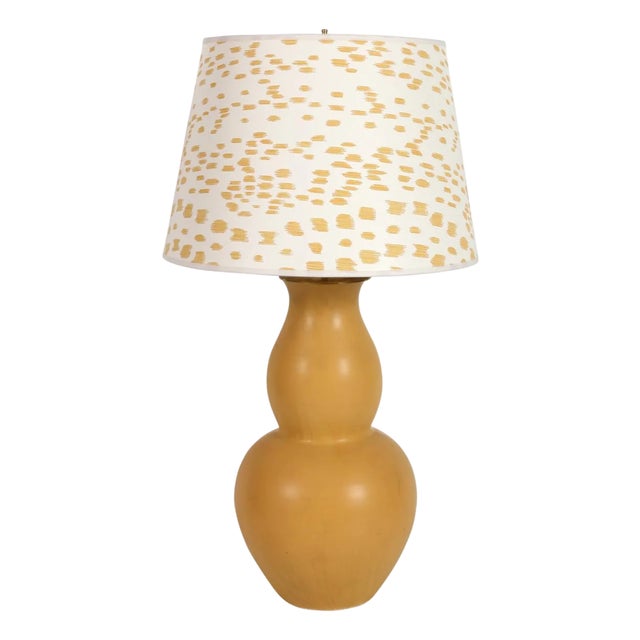 Barthold Copper Matte Ochre Double Gourd Ceramic Lamp For Sale
