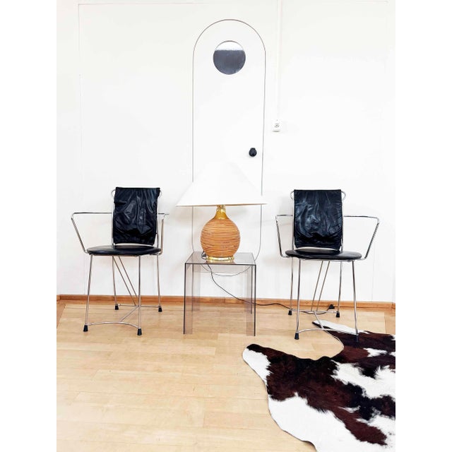 Set of 6 Eridiana Chairs by Antonio Citterio for Xilitalia, Italy, 1980s-- Featuring original black leather zip on...