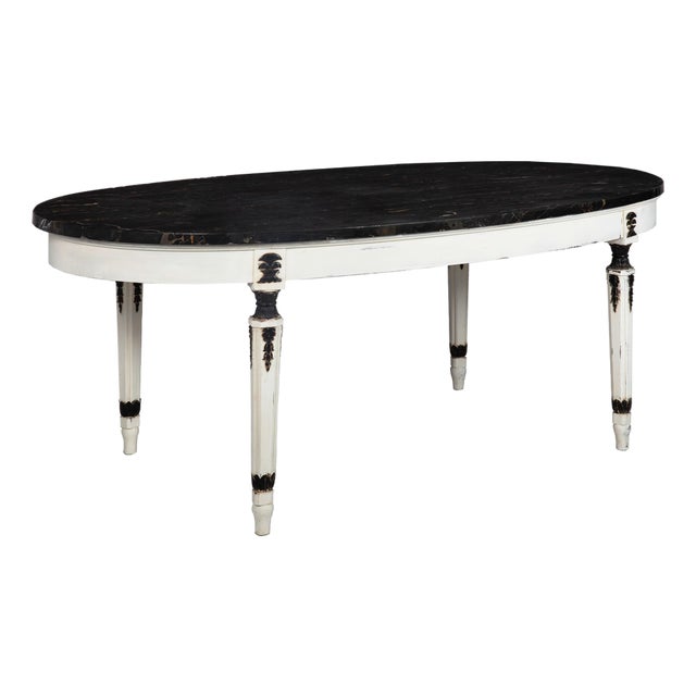 Napoleon III Ovular Dining Table With Nero Portoro Marble Top For Sale