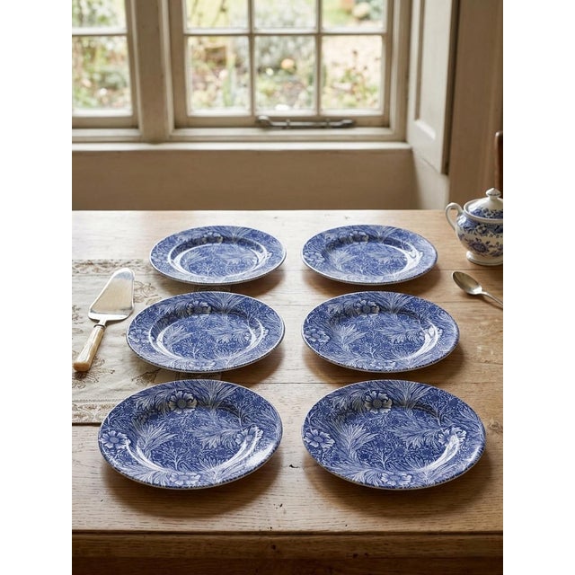 William Morris "Marigold" Blue and White Plates by Goodies - Set of 6 For Sale - Image 9 of 9
