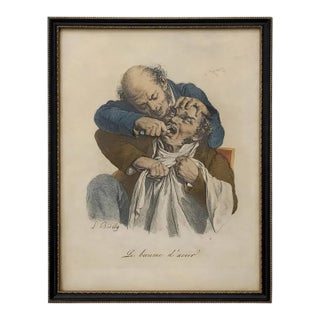 Antique French Louis-Léopold Boilly “Le Baume D’Acier” Dental Caricature Print, Framed For Sale