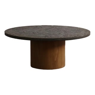 Coffee Table in Fossil Stone and Oak by Peter Draenert for Draenert Studios, Germany, 1970s For Sale