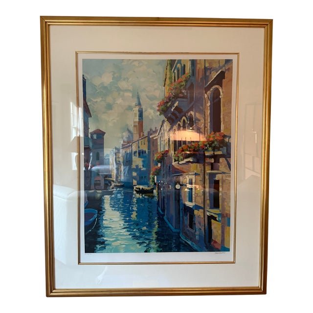 1992 Howard Behrens "Morning in Venice" Framed Signed Serigraph on Paper For Sale