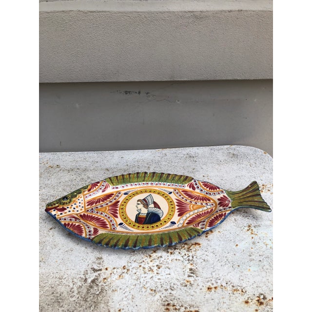 Large French Faience Fish Platter Quimper Circa 1930 For Sale In Austin - Image 6 of 9