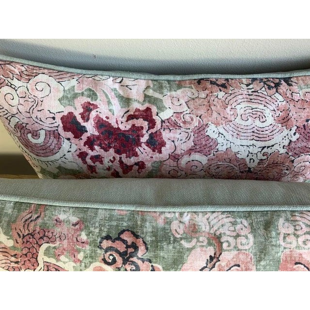 Early 21st Century Pair of Custom Chinoiserie Printed Pillows For Sale - Image 5 of 8