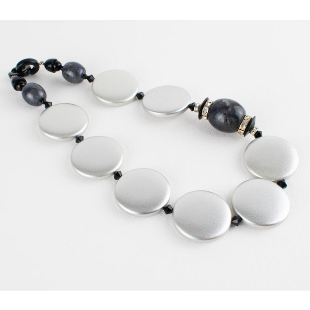 Angela Caputi Angela Caputi Pearlized Silver Resin Necklace For Sale - Image 4 of 9