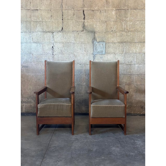 Wouda Style Dutch Haagse School Chairs in Velvet, Pair For Sale - Image 4 of 12