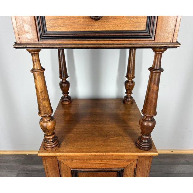 Frenhc Bedside Table in Walnut with Marble Top For Sale - Image 4 of 14