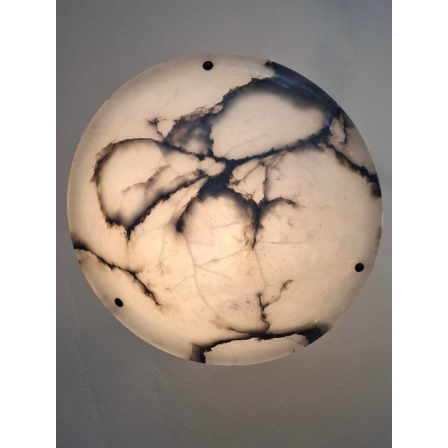 Antique Veined Alabaster Pendant Light, 1920 For Sale - Image 6 of 12