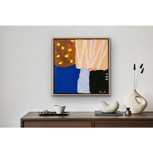 This abstract oil painting is full of thick texture. The texture was created with oil paints that were dried and mixed for...