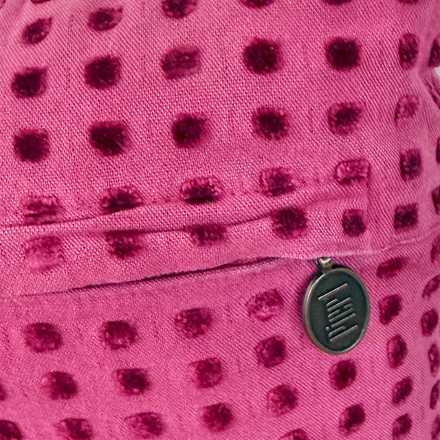 Early 21st Century Early 21st Century Raspberry Pink Cut Velvet Dot Pillow For Sale - Image 5 of 6