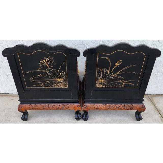 Chinese Hand-Carved Dragon Throne Armchairs Pair For Sale - Image 11 of 18