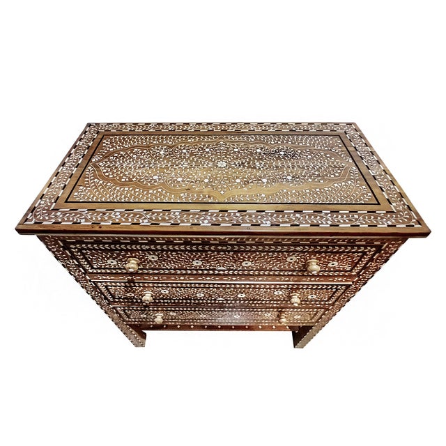 Inlaid Teak Chest of Drawers For Sale - Image 9 of 15