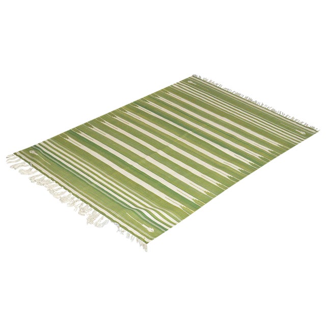 Rosemary Rug, 10x14, Forest Green & White For Sale