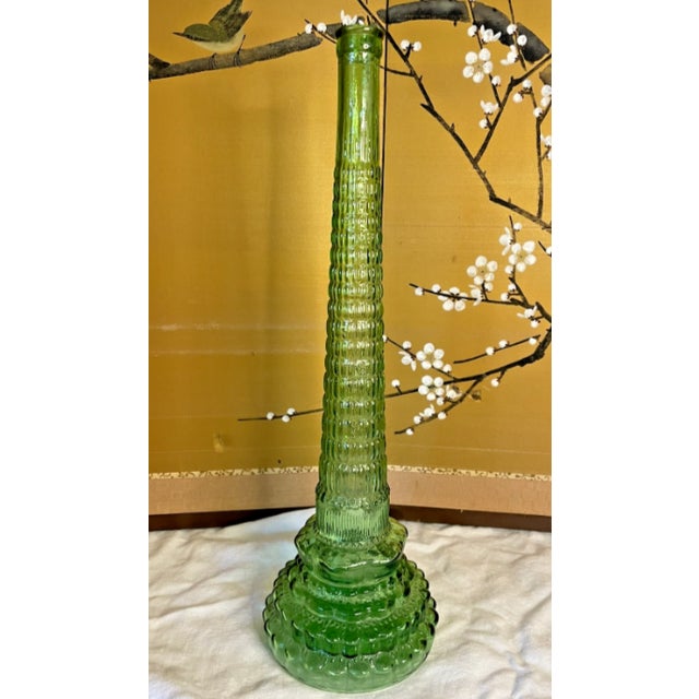 Empoli Vintage Mid Century Modern Empoli Italian Green Chianti Genie Bottle Decanter 22" For Sale - Image 4 of 7