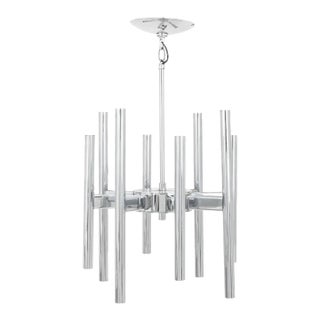 Mid 20th Century Gaetano Sciolari Modernist Chrome Pendant Lamp For Sale
